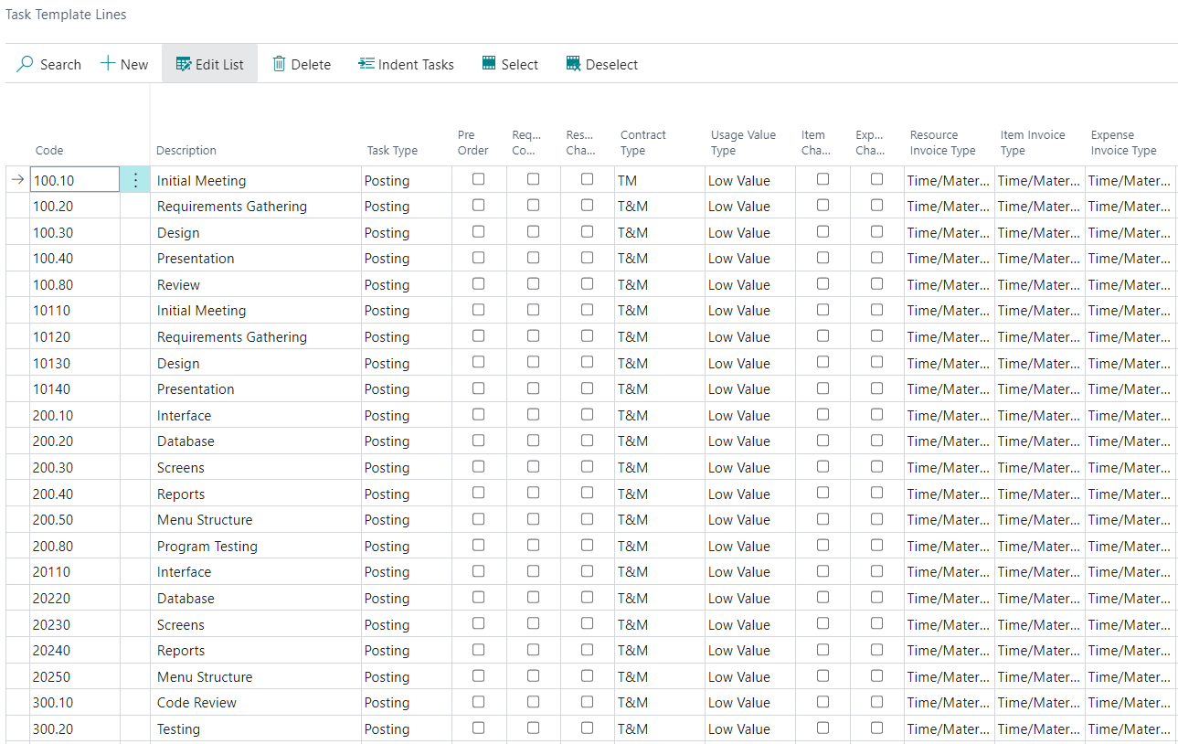 Allocation Task Template example