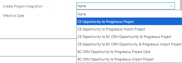 BC CE Integration - Project Setup options