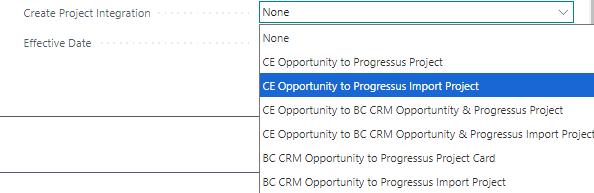 BC CE Integration - Project Setup options