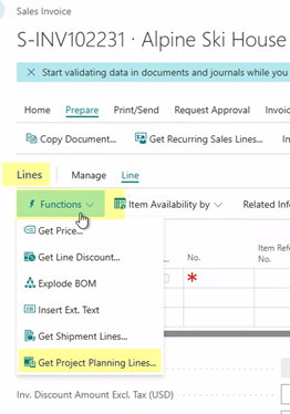 Get Project Planning Lines