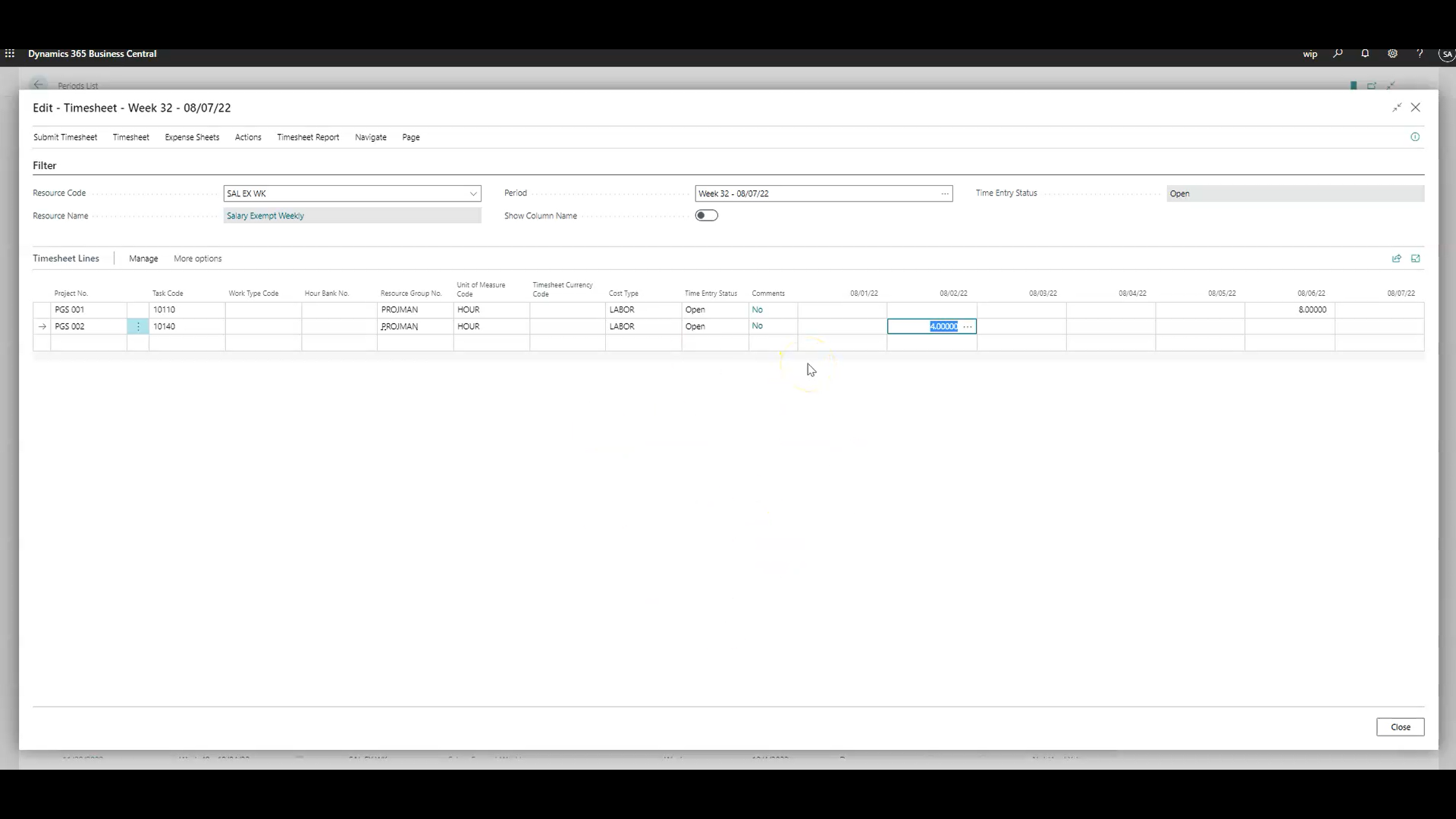 Outlook Integration - Timesheet Entry