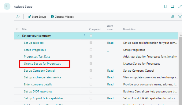 Progressus License Setup