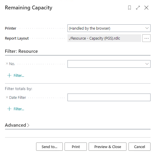 Remaining Capacity report