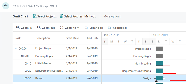 Gantt Chart - gray circles - turn white