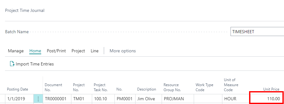 Timesheet Entry