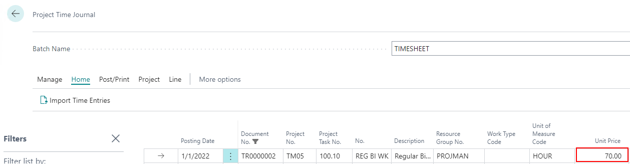 Timesheet Entry