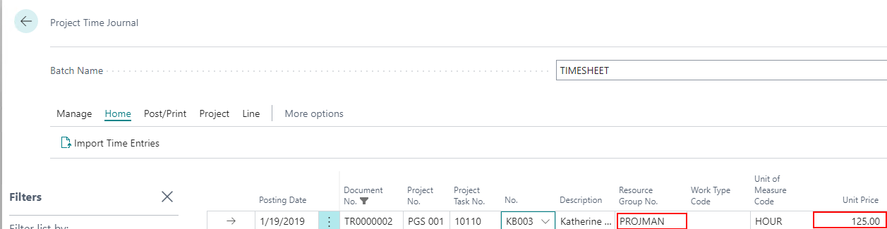 Timesheet Entry