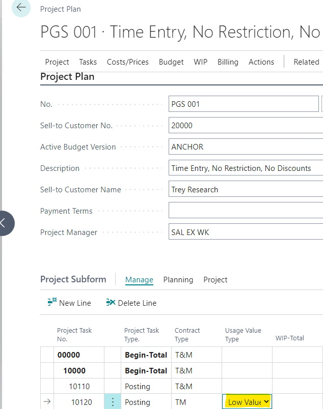 Timesheet Entry Factbox- Low Value Customer